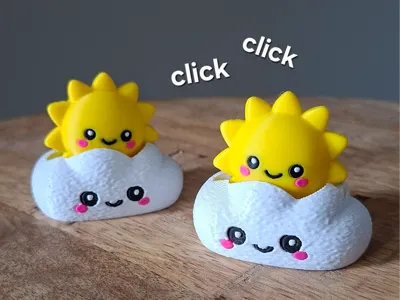 Cute kawaii style Sun and Cloud fidget clicker toy