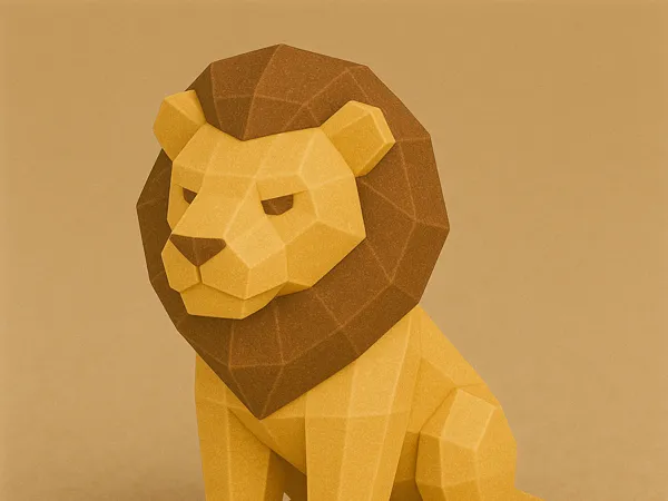 Lion low poly — porte-clés et figurine