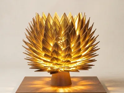 Leaf lamp with beautiful textil cable