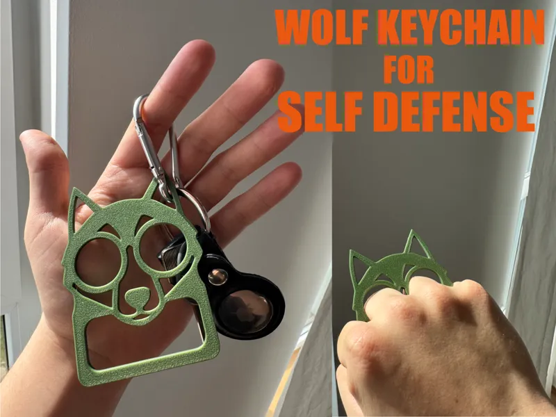 Wolf keychain for self-defense