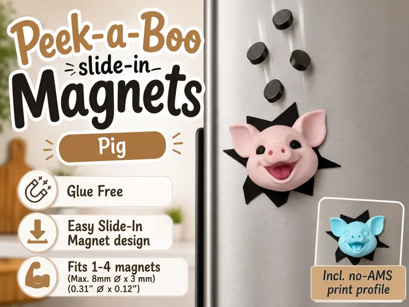 Pig Peek-a-Boo Slide-In Magnet
