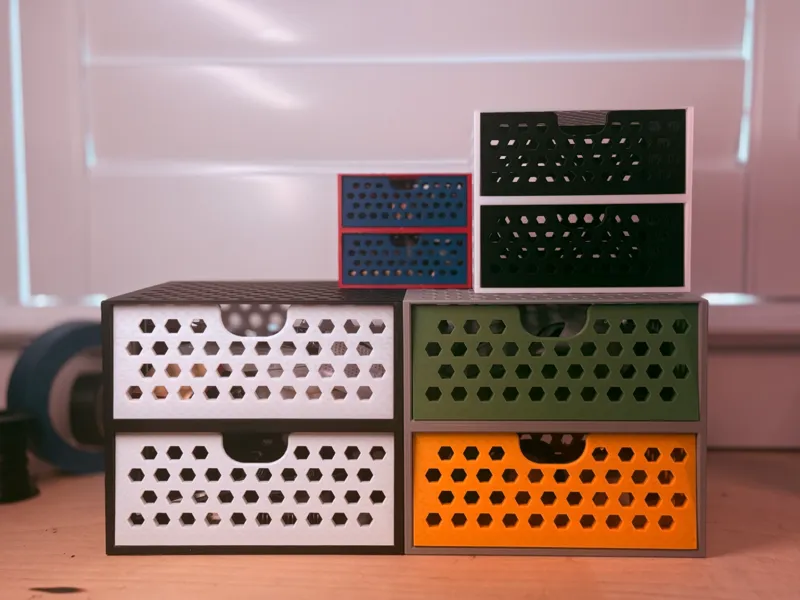 Hexagonal Sliding Storage -- Stackable!