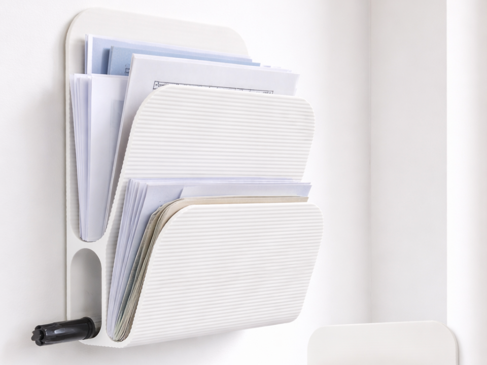 Modern Wall Letter Holder with Pen Slot