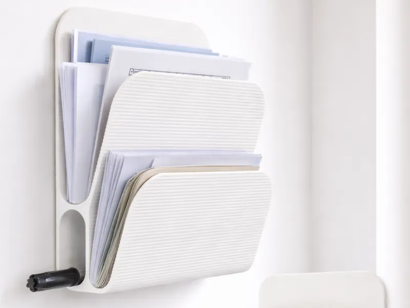 Modern Wall Letter Holder with Pen Slot