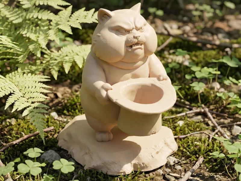 Grumpy Beggar Cat Figurine