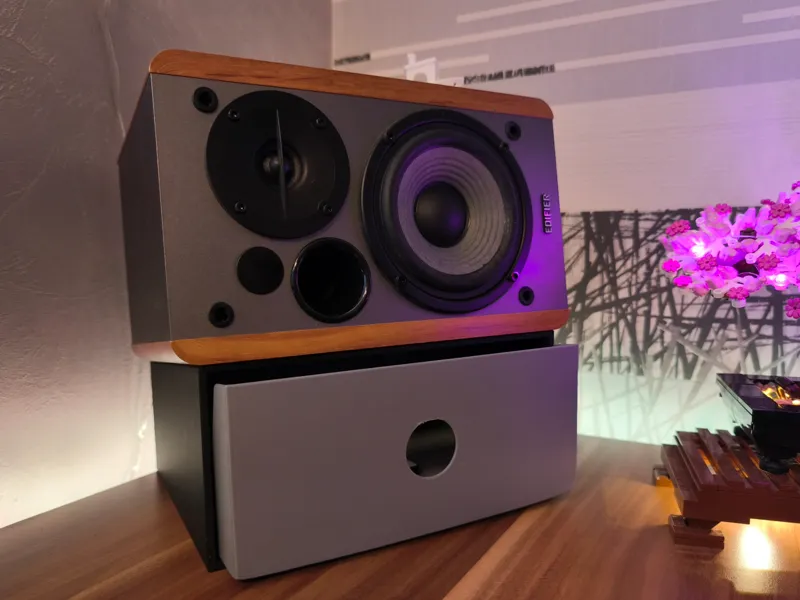 Edifier R1280DB speaker stand with optional drawer