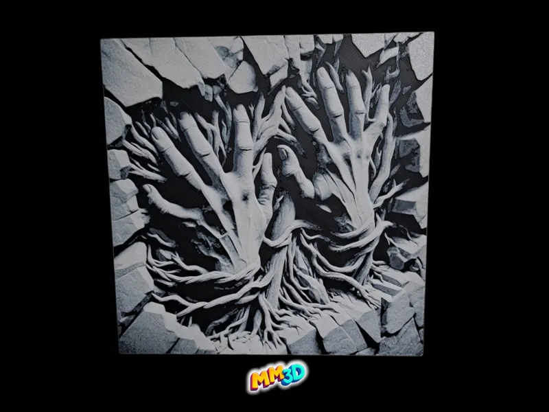 Broken Wall Hands HueForge Wall Art