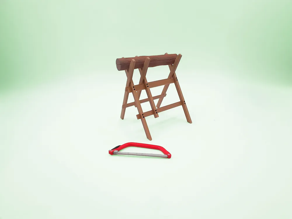 Sawbuck Sawhorse & Saw 1:12 1:18 1:6 - Free 3D Print Model - MakerWorld