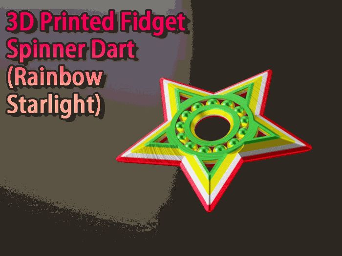 3D Printed Fidget Spinner Dart (Rainbow Starlight)