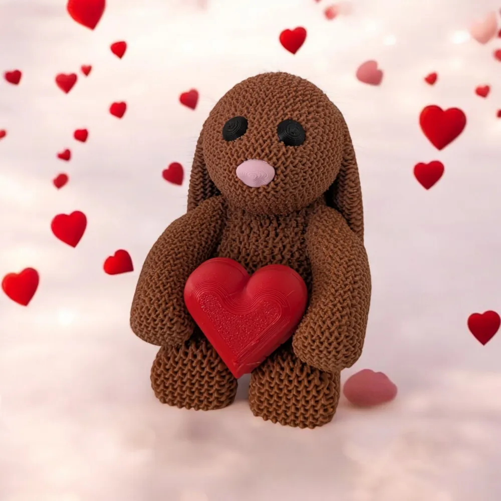 Knitted Valentines bunny with Heart box No AMS - Free 3D Print Model ...