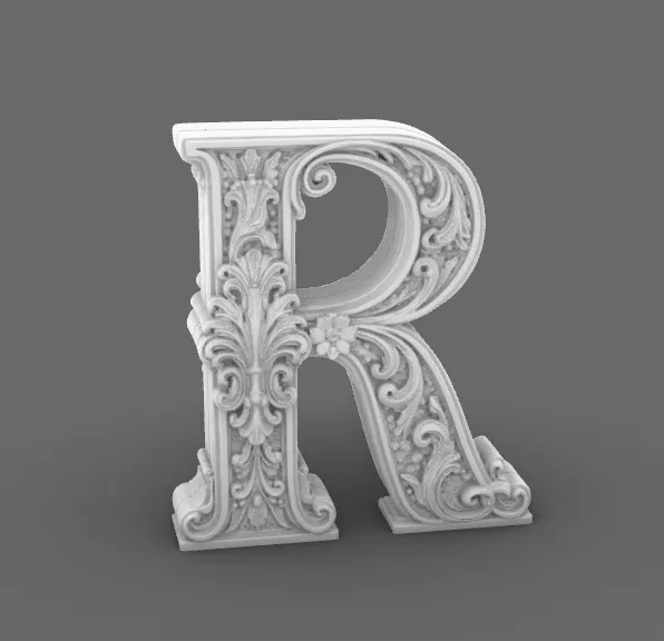Goth Baroque Letter R gothic Decor view 3