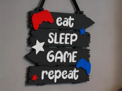 Eat Sleep Game Repeat Gaming Wall Plaque
