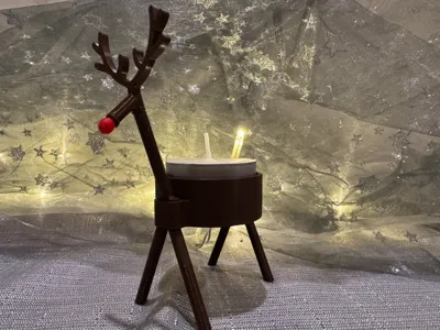 3D-printed reindeer tealight holder