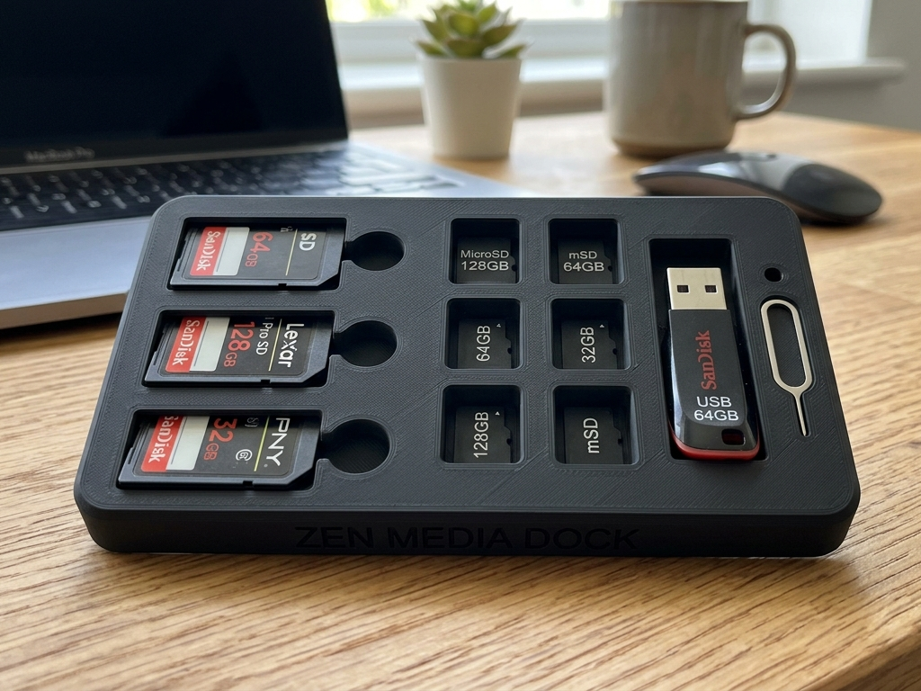 Minimalist Desktop Media Dock-SD&MicroSD Organizer