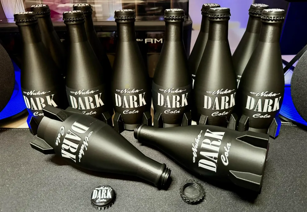 V2 Fallout Nuka Cola Dark AMS Bottle and Cap by Faran3D - MakerWorld