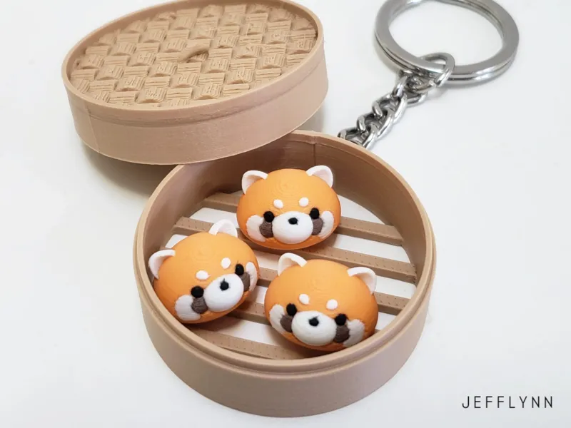 Red Panda Bun Fidget Keychain (Dim Sum)