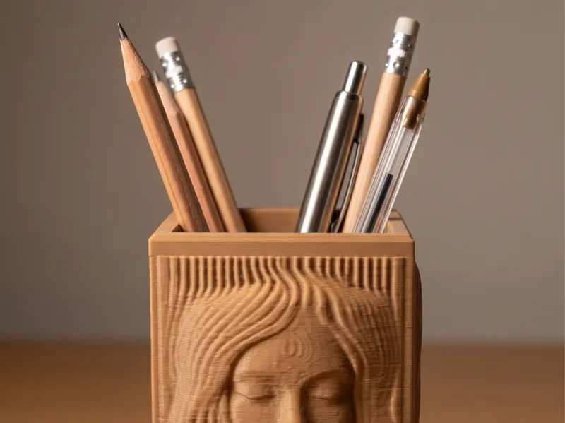 Woodcarved Woman Organizer