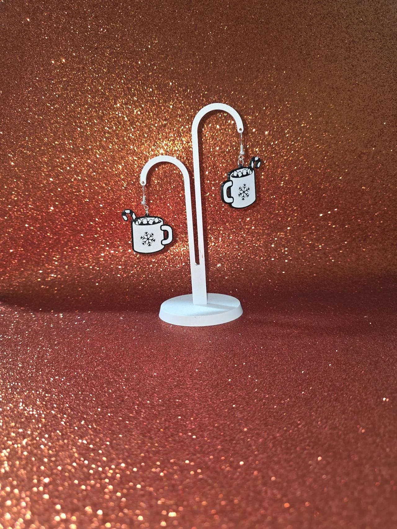 Cold chocolate mug earrings view 3
