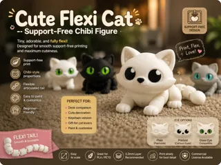 Cute Flexi Cat – Support-Free Chibi Figure
