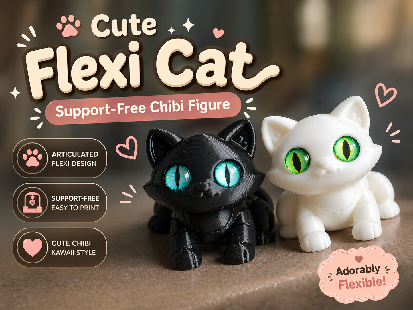 Cute Flexi Cat – Support-Free Chibi Figure