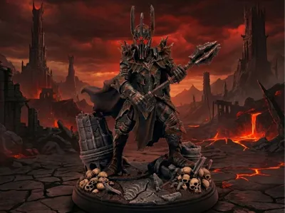 تصميم خاص تمثال لورد سورون الداكن للزينة القابلة للتجميع