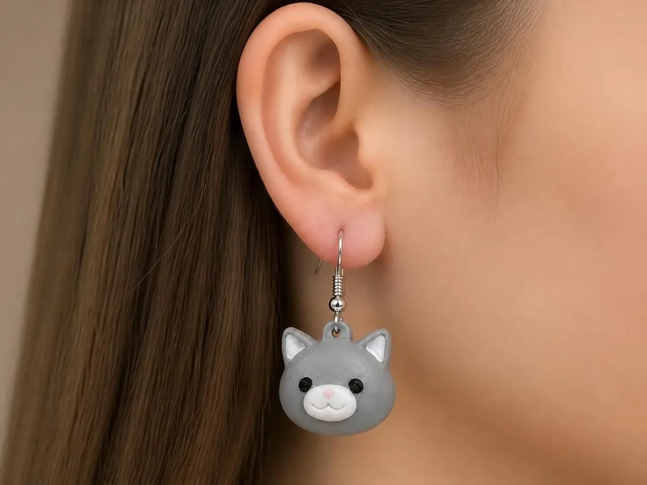 Bashful Kitten Earrings view 2