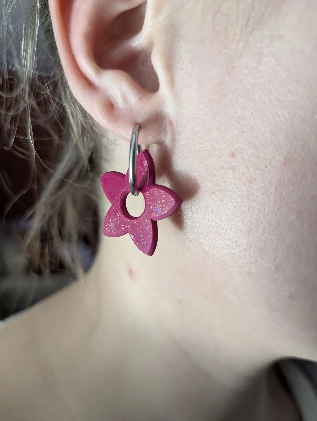 Flower earrings view 2
