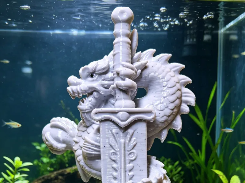 青龙抱剑龙剑摆件鱼缸造景
