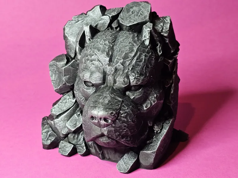 Rock-Carved Pitbull – Stone Bust / Desk Statue