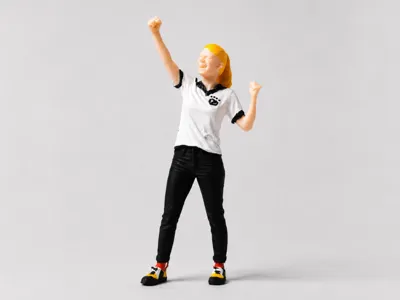 cheering soccer fan in a jersey for LGB garden railway