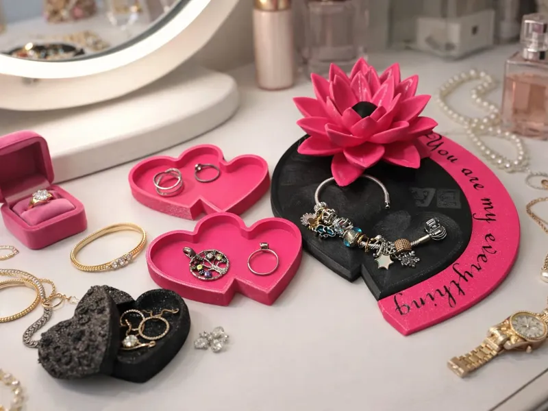 Blumen Schmuckablage/Schmuckbox Lotusblüte / Rosen