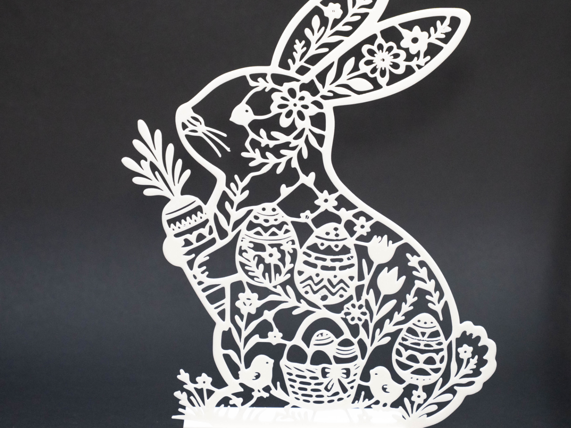 Floral Bunny with Carrot – Easter Silhouette