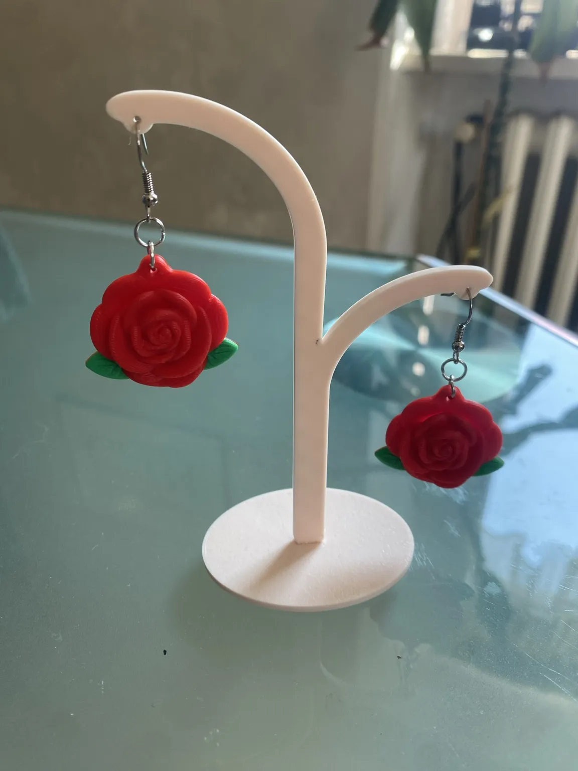 Rose Flower Earrings – Multicolor AMS Print view 2