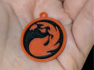 Magic the Gathering Red Mana Token Keychain 
