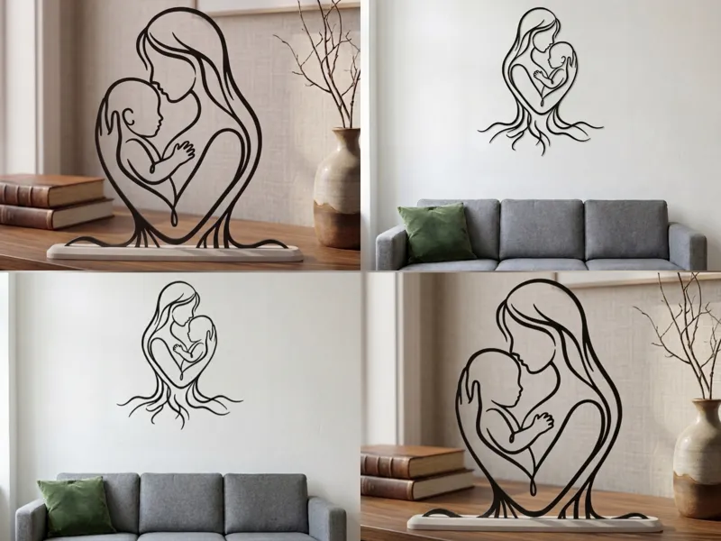 Mother and Baby Line Art - Minimalist Decor 