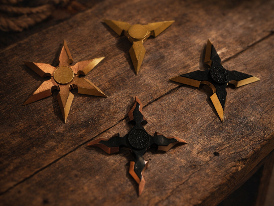 4-Pack Ninja Star Shuriken Fidget Spinners <10g