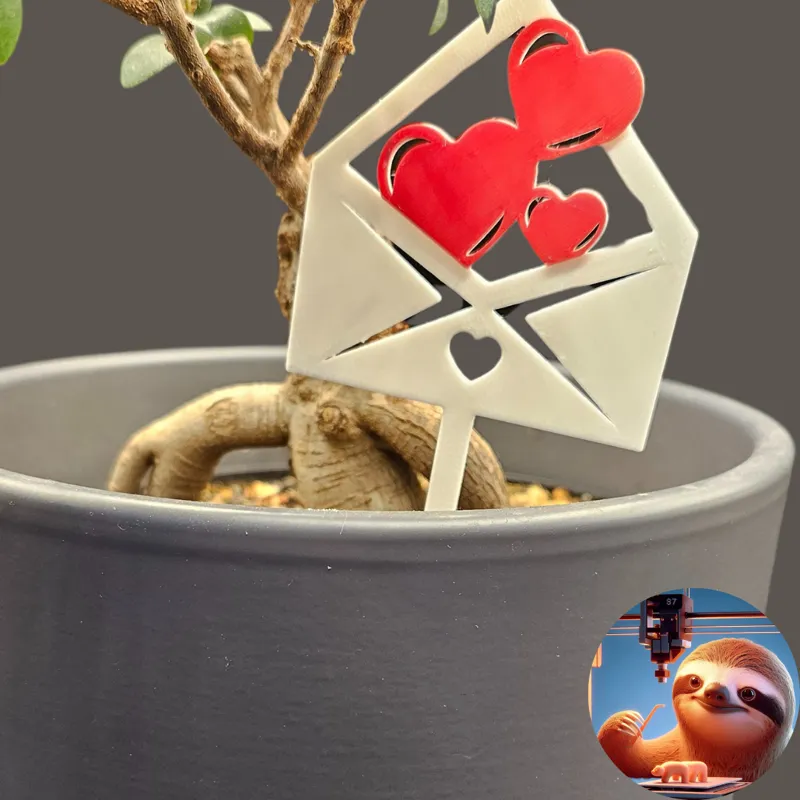 Valentine flower tag - HEART LETTER