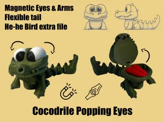 Cocodrile Popping Eyes magnetic and flexi