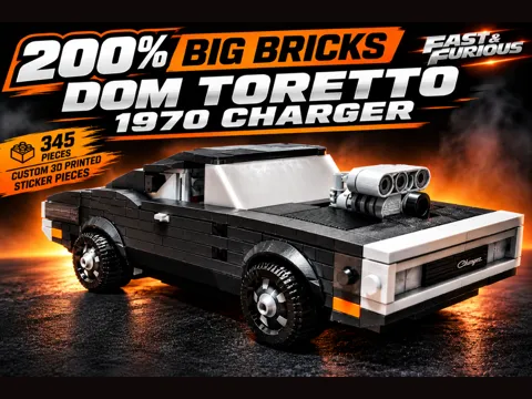 Letrero o emblema decorativo: 200% BIG BRICKS - Dom Toretto's 1970 Charger — referencia de MakerWorld