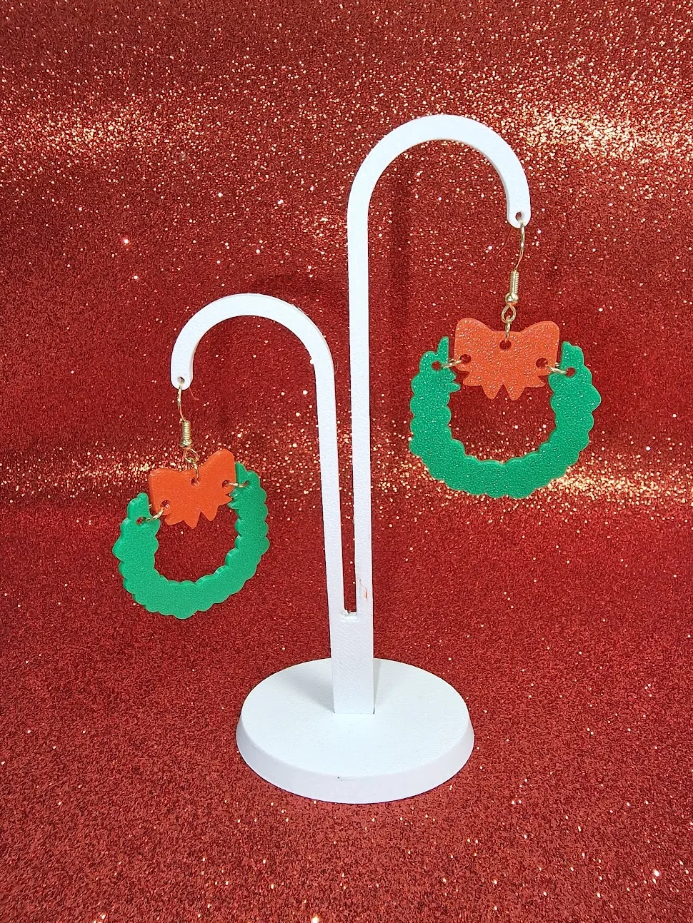 Christmas wreath earrings view 3