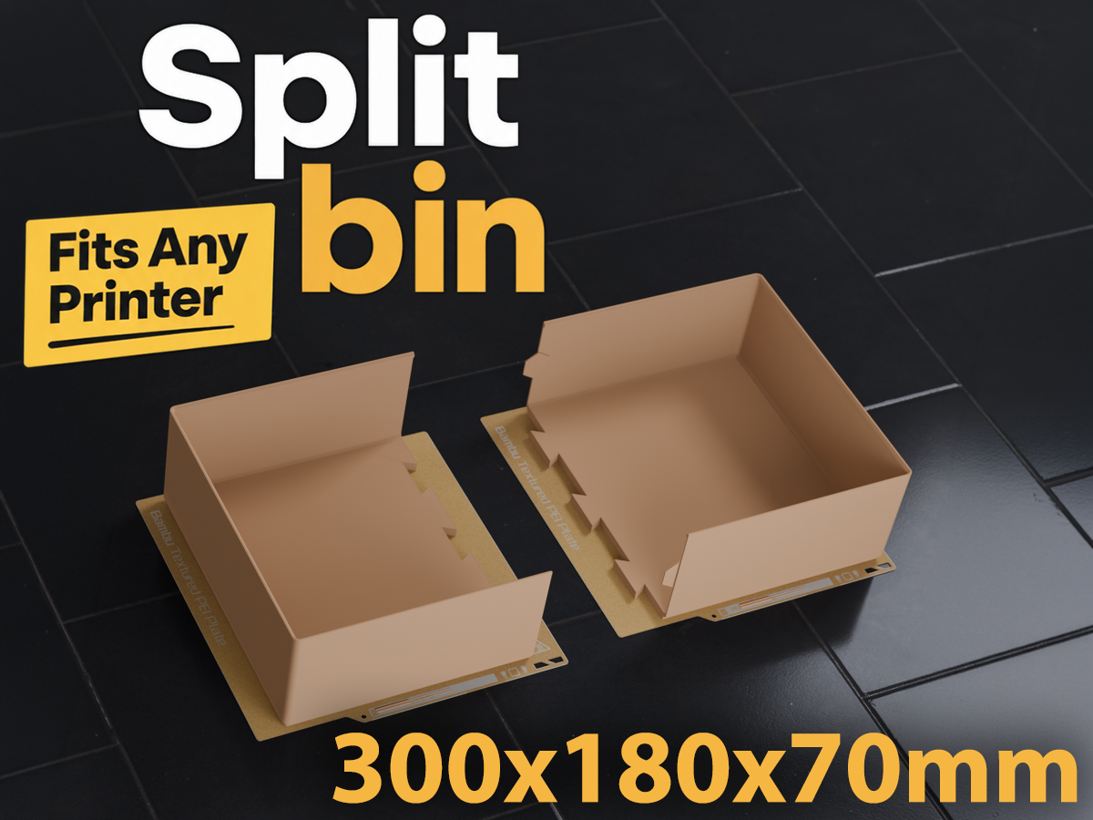 Split Bin 300x180x70mm, Fits any printer, A1 Mini