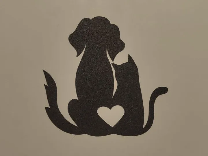 Déco murale chat et chien cœur