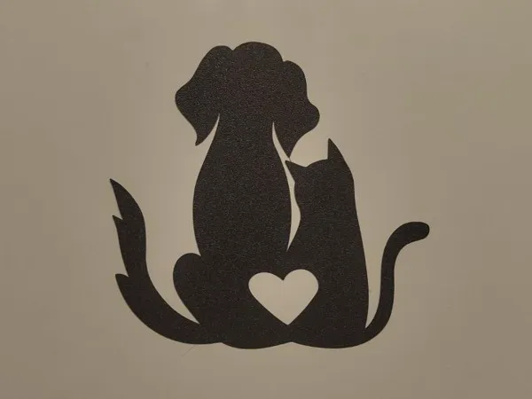Déco murale chat et chien cœur