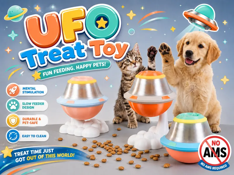 UFO Treat Toy for Dogs & Cats – Puzzle Slow Feeder