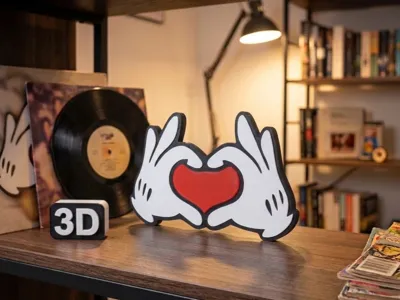 Mickey hands heart-shaped sign