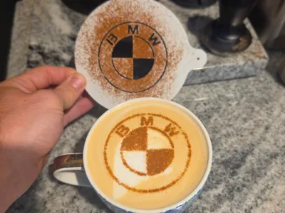 Perfect BMW Logo Latte Art Stencil