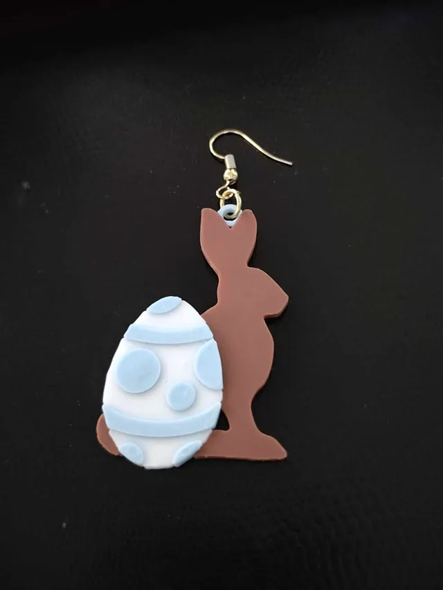 Chocolate Bunny with Egg Earring / Charm