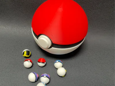 Pokeball gashapon machine and Pokeball gashapon (Please read the instructions before printing)