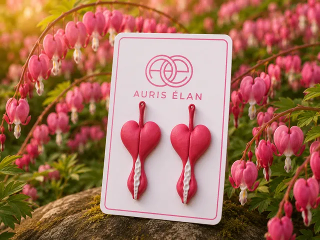 Pink Bleeding Heart Earrings