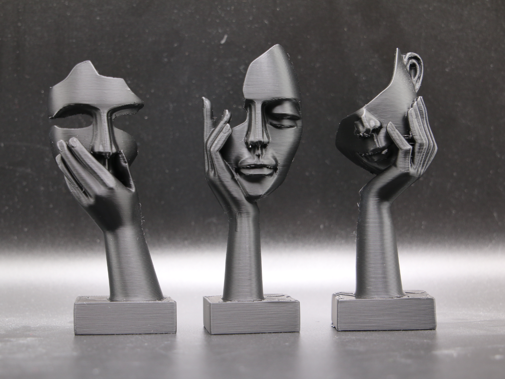 Thinking Faces - Abstract Face Sculpture Trio